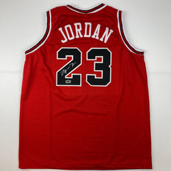 Facsimile Autographed Michael Jordan Chicago Red Reprint Laser Auto Basketball Jersey Size Men's XL (ONLINE ORDER ONLY)