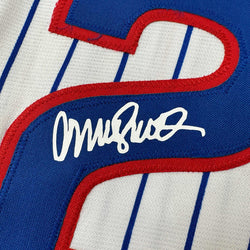 Facsimile Autographed Ryne Sandberg Chicago Pinstripe Reprint Laser Auto Baseball Jersey Size Men's XL (ONLINE ORDER ONLY)