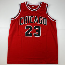 Facsimile Autographed Michael Jordan Chicago Red Reprint Laser Auto Basketball Jersey Size Men's XL (ONLINE ORDER ONLY)