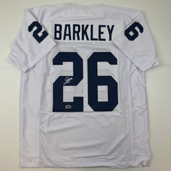 Facsimile Autographed Saquon Barkley Penn State White Reprint Laser Auto College Football Jersey Size Men's XL (ONLINE ORDER ONLY)