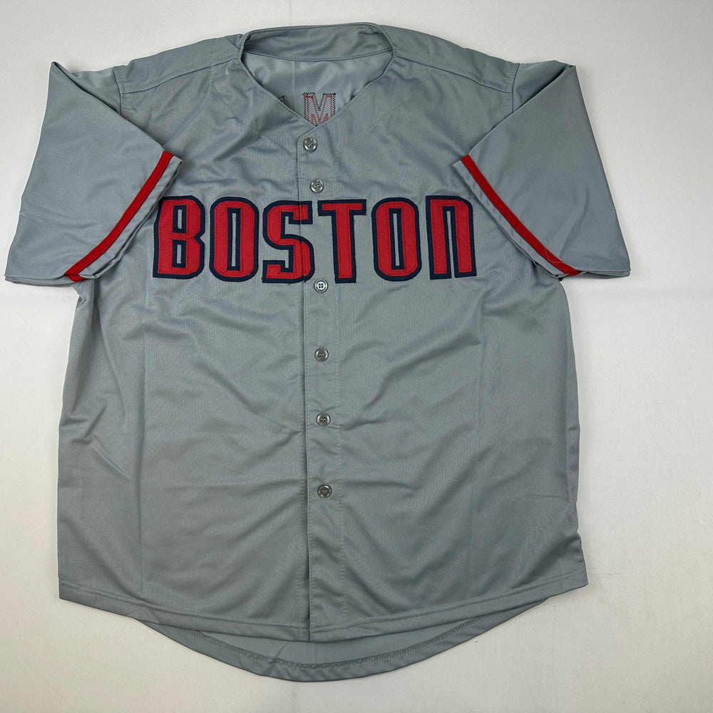 Facsimile Autographed Roger Clemens Boston Grey Reprint Laser Auto Baseball Jersey Size Men's XL (ONLINE ORDER ONLY)