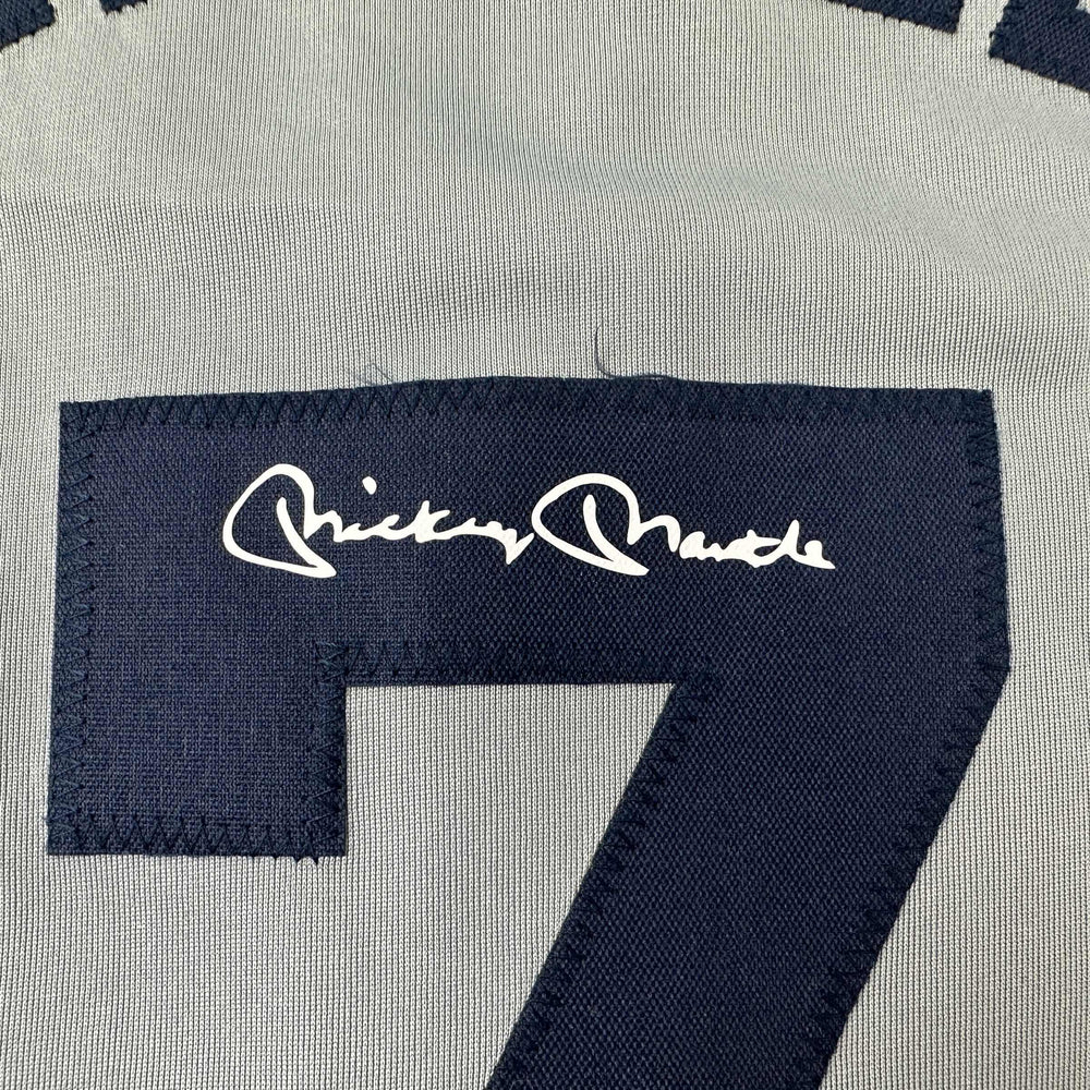 Facsimile Autographed Mickey Mantle New York Grey Reprint Laser Auto Baseball Jersey Size Men's XL (ONLINE ORDER ONLY)