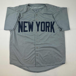 Facsimile Autographed Mickey Mantle New York Grey Reprint Laser Auto Baseball Jersey Size Men's XL (ONLINE ORDER ONLY)
