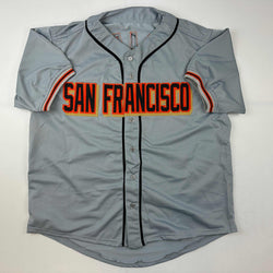 Facsimile Autographed Madison Bumgarner San Francisco Grey Reprint Laser Auto Baseball Jersey Size Men's XL (ONLINE ORDER ONLY)