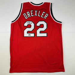 Facsimile Autographed Clyde Drexler Portland Red Reprint Laser Auto Basketball Jersey Size Men's XL (ONLINE ORDER ONLY)