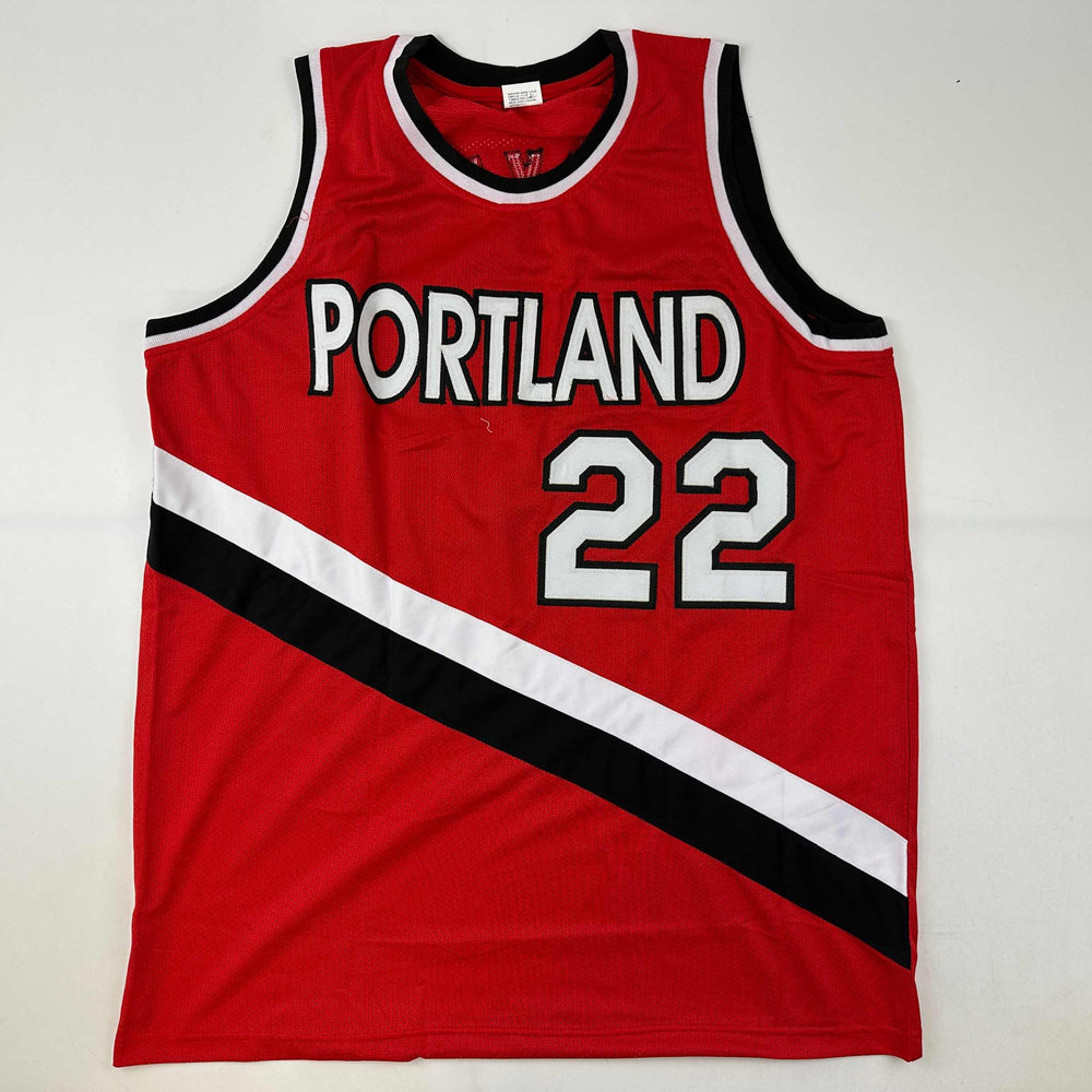 Facsimile Autographed Clyde Drexler Portland Red Reprint Laser Auto Basketball Jersey Size Men's XL (ONLINE ORDER ONLY)