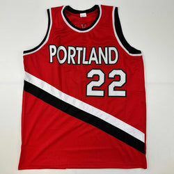 Facsimile Autographed Clyde Drexler Portland Red Reprint Laser Auto Basketball Jersey Size Men's XL (ONLINE ORDER ONLY)