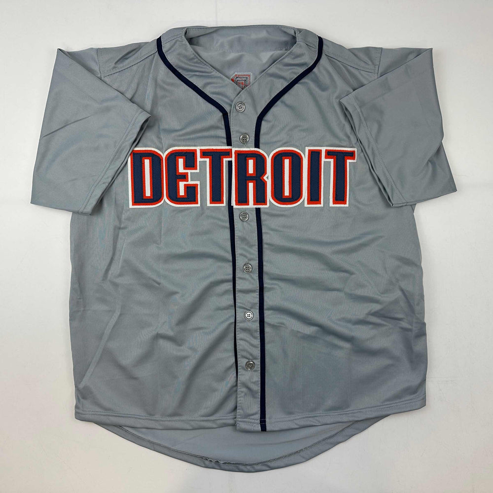 Facsimile Autographed Miguel Cabrera Detroit Grey Reprint Laser Auto Baseball Jersey Size Men's XL (ONLINE ORDER ONLY)