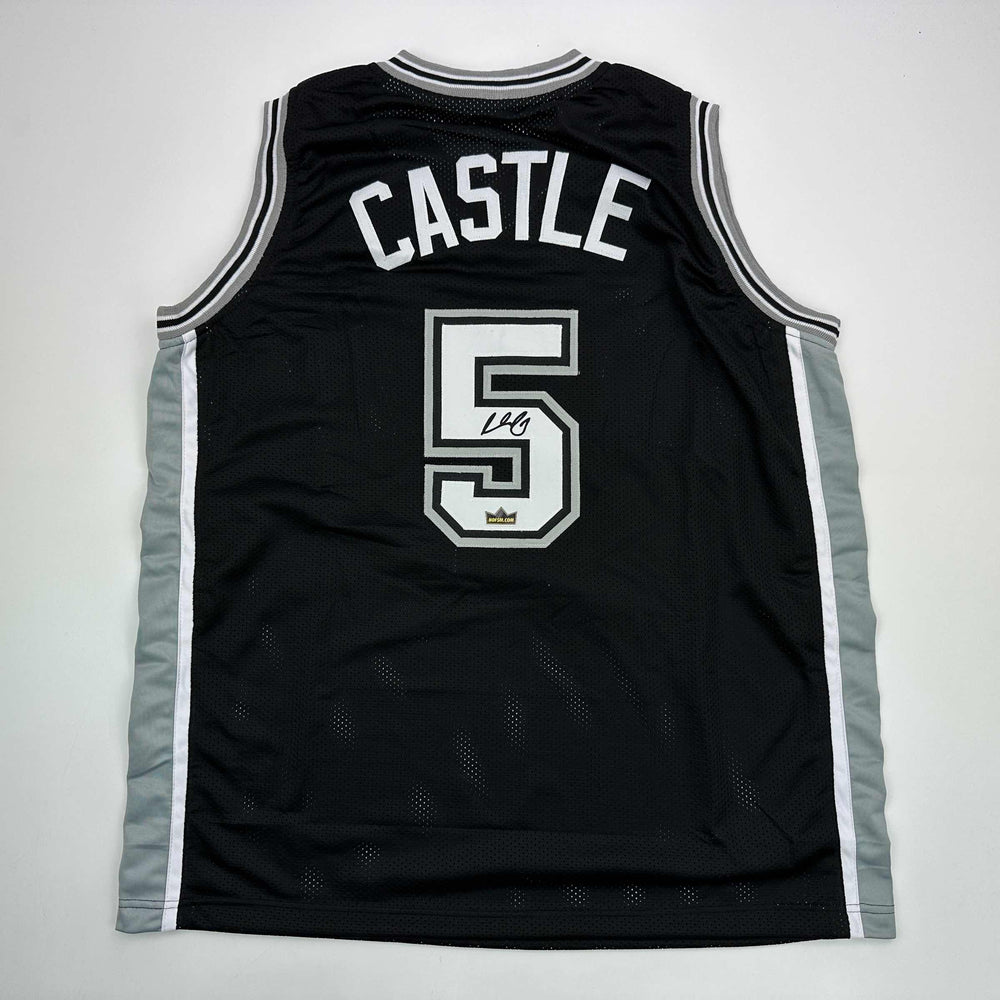 Facsimile Autographed Stephon Castle San Antonio Black Reprint Laser Auto Basketball Jersey Size Men's XL (ONLINE ORDER ONLY)