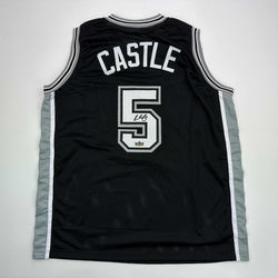 Facsimile Autographed Stephon Castle San Antonio Black Reprint Laser Auto Basketball Jersey Size Men's XL (ONLINE ORDER ONLY)