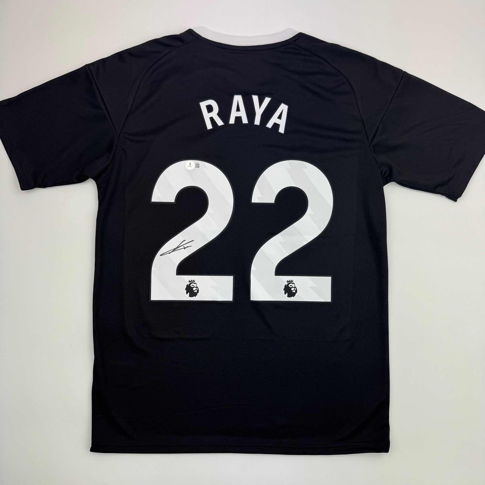 Autographed/Signed David Raya Arsenal Black Soccer Jersey Beckett BAS COA (ONLINE ORDER ONLY)