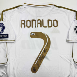 Autographed/Signed Cristiano Ronaldo Real Madrid White Soccer Jersey Beckett BAS COA
