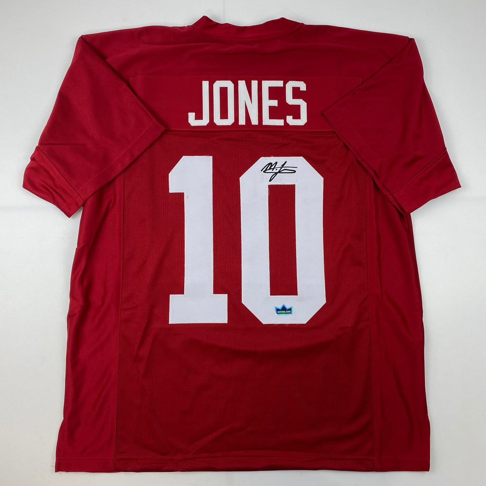 Facsimile Autographed Mac Jones Alabama Red Reprint Laser Auto College Football Jersey Size Men's XL (ONLINE ORDER ONLY)