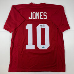 Facsimile Autographed Mac Jones Alabama Red Reprint Laser Auto College Football Jersey Size Men's XL (ONLINE ORDER ONLY)