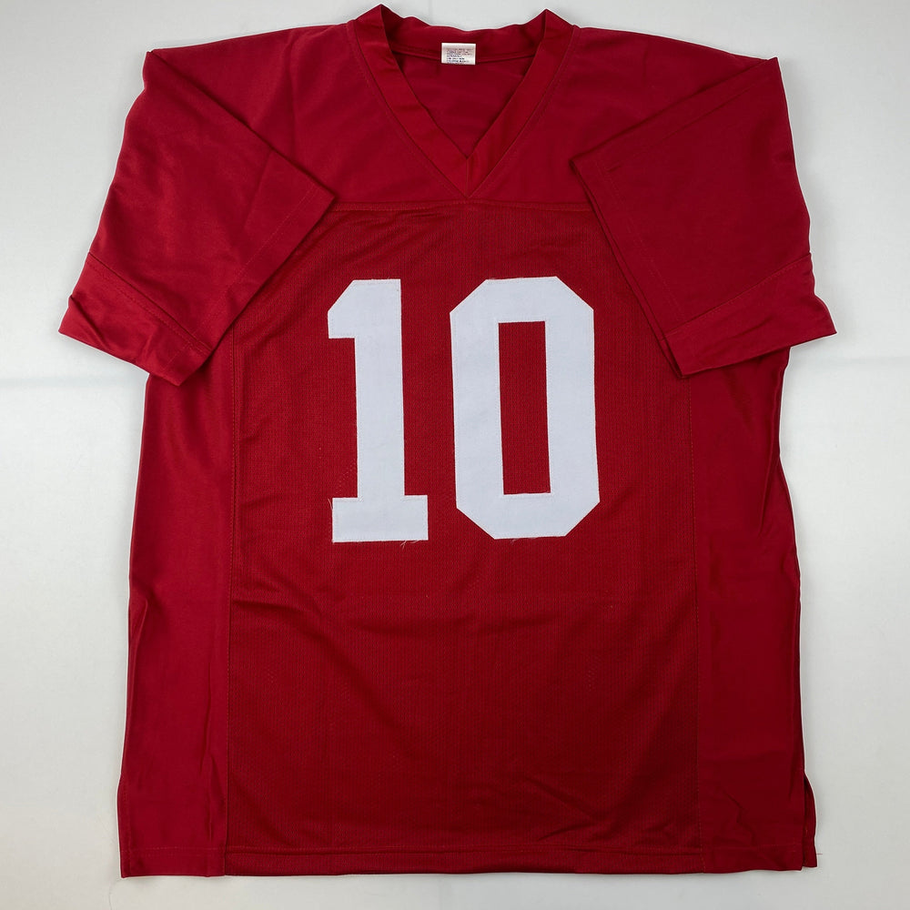 Facsimile Autographed Mac Jones Alabama Red Reprint Laser Auto College Football Jersey Size Men's XL (ONLINE ORDER ONLY)