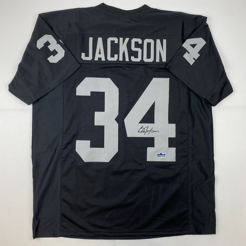 Facsimile Autographed Bo Jackson Oakland Las Vegas Black Reprint Laser Auto Football Jersey Size Men's XL (ONLINE ORDER ONLY)