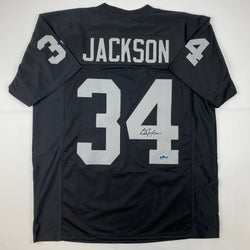 Facsimile Autographed Bo Jackson Oakland Las Vegas Black Reprint Laser Auto Football Jersey Size Men's XL (ONLINE ORDER ONLY)
