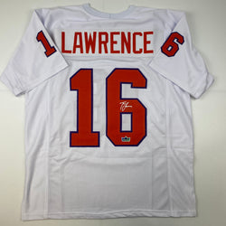 Facsimile Autographed Trevor Lawrence Clemson White Reprint Laser Auto College Football Jersey Size Men's XL (ONLINE ORDER ONLY)