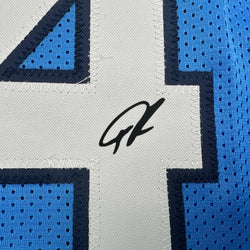 Facsimile Autographed Giannis Antetokounmpo Greece Light Blue Reprint Laser Auto Basketball Jersey Size Men's XL (ONLINE ORDER ONLY)