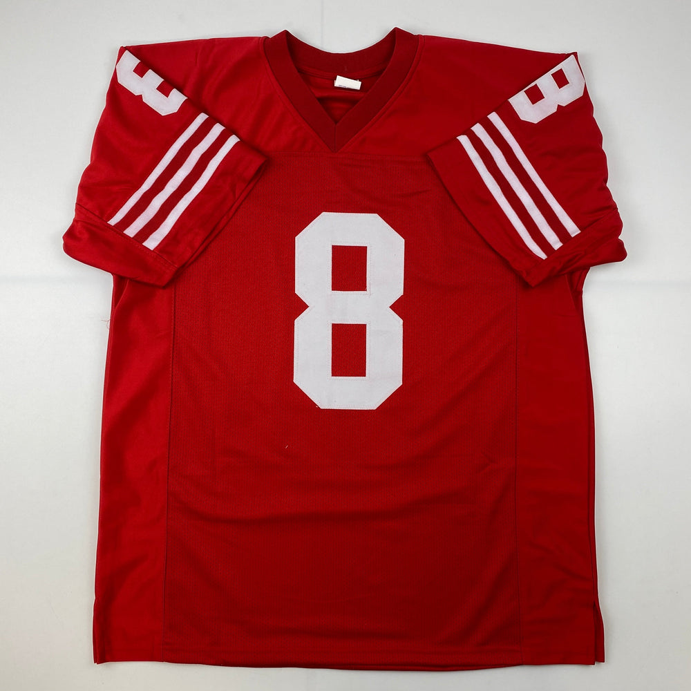 Facsimile Autographed Steve Young San Francisco Red Reprint Laser Auto Football Jersey Size Men's XL (ONLINE ORDER ONLY)