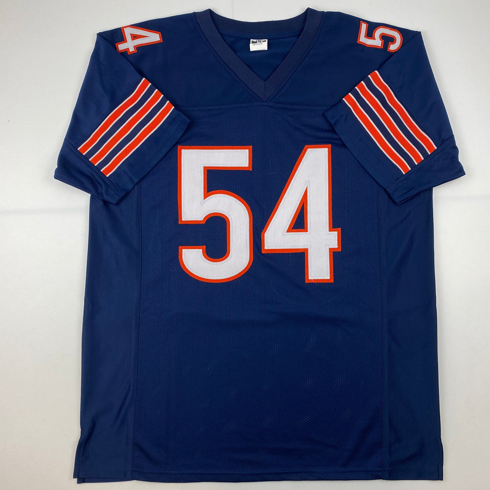 Facsimile Autographed Brian Urlacher Chicago Blue Reprint Laser Auto Football Jersey Size Men's XL (ONLINE ORDER ONLY)