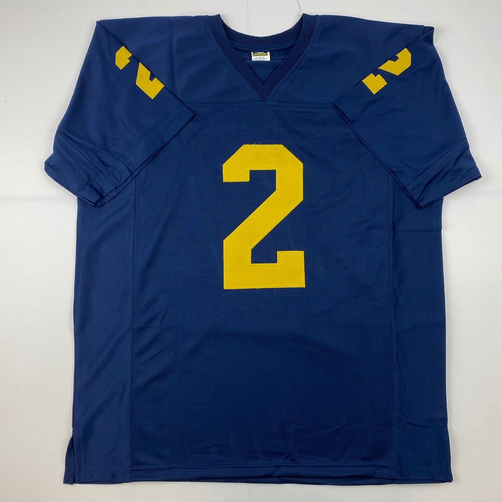 Facsimile Autographed Charles Woodson Michigan Blue Reprint Laser Auto College Football Jersey Size Men's XL (ONLINE ORDER ONLY)