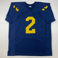 Facsimile Autographed Charles Woodson Michigan Blue Reprint Laser Auto College Football Jersey Size Men's XL (ONLINE ORDER ONLY)