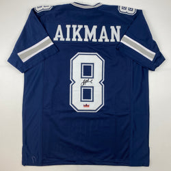Facsimile Autographed Troy Aikman Dallas Blue Reprint Laser Auto Football Jersey Size Men's XL (ONLINE ORDER ONLY)