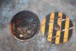 Double Sided 7.57" Neoprene Objective Markers - Hazard Stripes and Gears (Online Order Only)