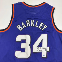 Autographed/Signed Charles Barkley Phoenix Purple Basketball Jersey Beckett BAS COA