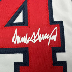 Facsimile Autographed Donald Trump #45 United States USA White Reprint Laser Auto Baseball Jersey Size Men's XL (ONLINE ORDER ONLY)