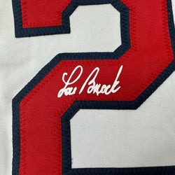 Facsimile Autographed Lou Brock St. Louis White Reprint Laser Auto Baseball Jersey Size Men's XL (ONLINE ORDER ONLY)