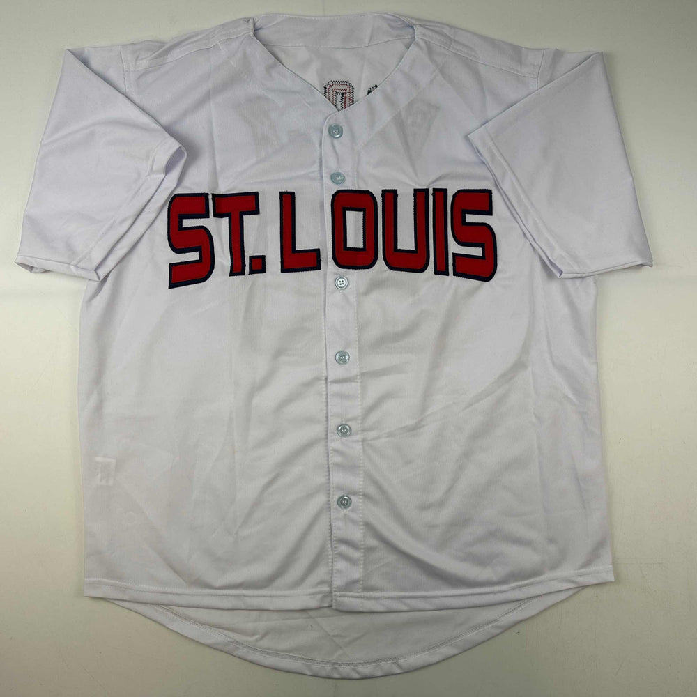 Facsimile Autographed Lou Brock St. Louis White Reprint Laser Auto Baseball Jersey Size Men's XL (ONLINE ORDER ONLY)
