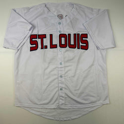 Facsimile Autographed Lou Brock St. Louis White Reprint Laser Auto Baseball Jersey Size Men's XL (ONLINE ORDER ONLY)