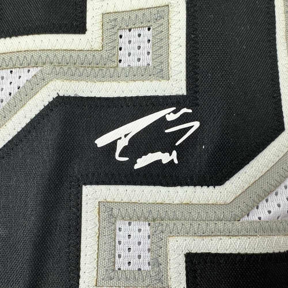 Facsimile Autographed Tim Duncan San Antonio White Reprint Laser Auto Basketball Jersey Size Men's XL (ONLINE ORDER ONLY)