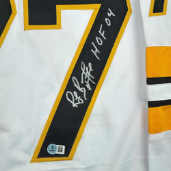 Autographed/Signed Ray Bourque Boston White Hockey Jersey JSA COA (ONLINE ORDER ONLY)