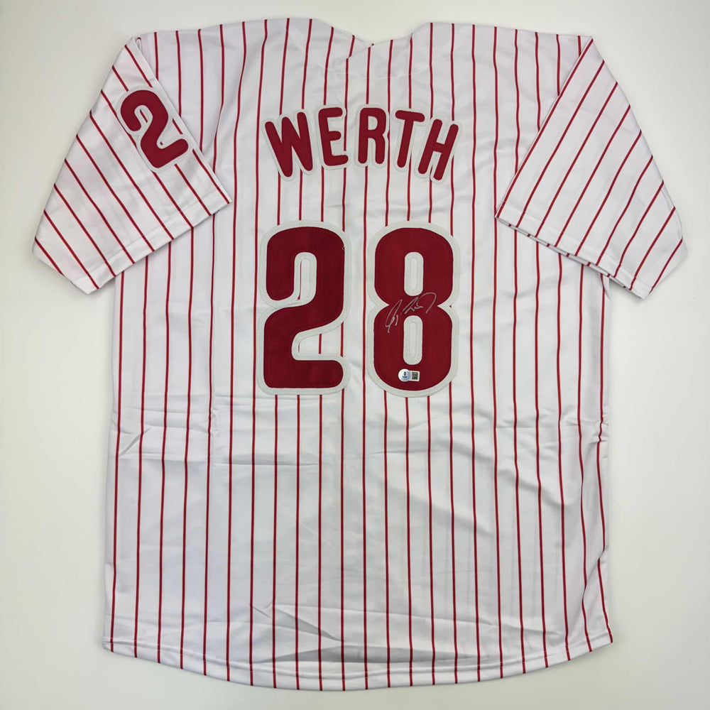 Autographed/Signed Jayson Werth Philadelphia Pinstripe Baseball Jersey Beckett BAS COA (ONLINE ORDER ONLY)