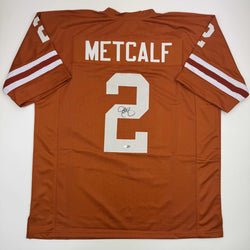 Autographed/Signed Eric Metcalf Texas Orange College Football Jersey Beckett BAS COA (ONLINE ORDER ONLY)