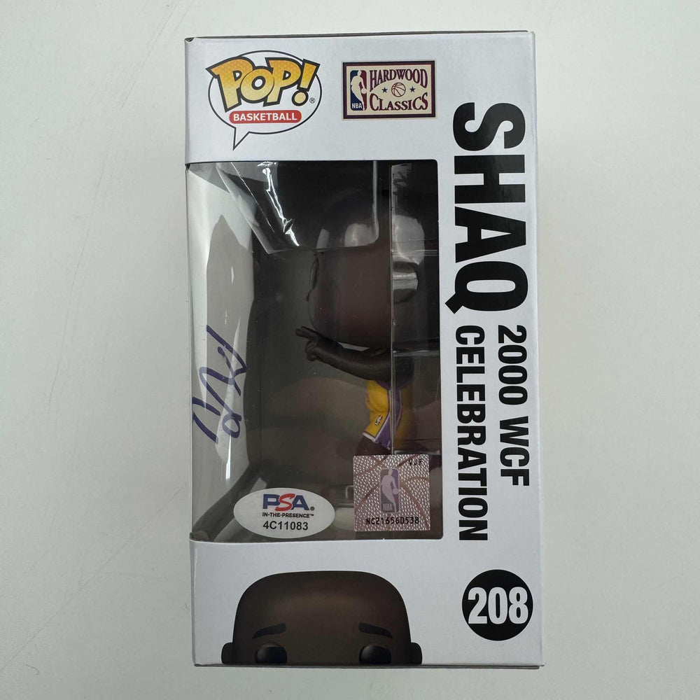 Autographed/Signed Shaq Shaquille O'Neal Los Angeles Lakers Basketball Funko Pop #208 Figurine PSA COA