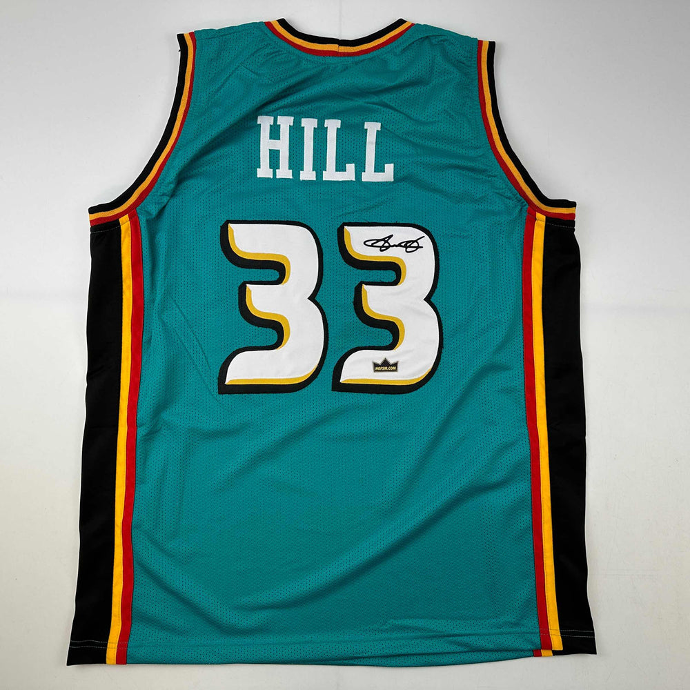 Facsimile Autographed Grant Hill Detroit Teal Reprint Laser Auto Basketball Jersey Size Men's XL (ONLINE ORDER ONLY)