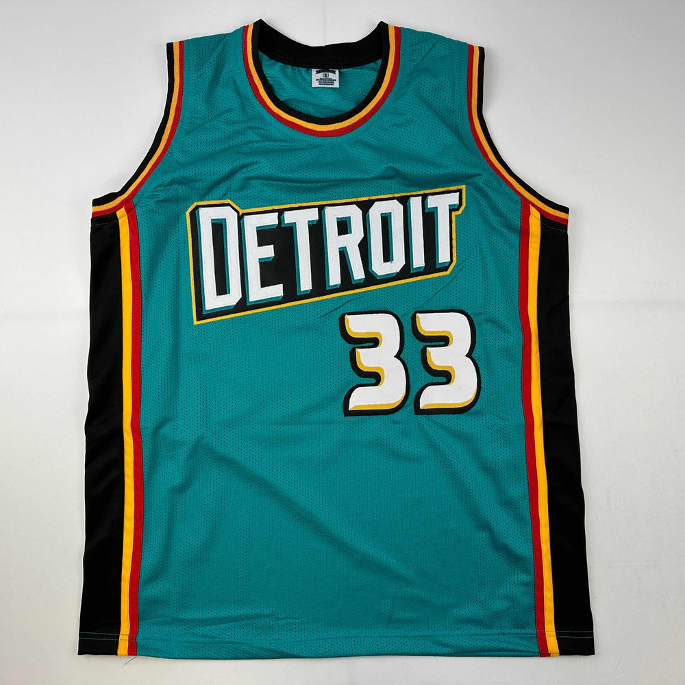 Facsimile Autographed Grant Hill Detroit Teal Reprint Laser Auto Basketball Jersey Size Men's XL (ONLINE ORDER ONLY)