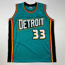 Facsimile Autographed Grant Hill Detroit Teal Reprint Laser Auto Basketball Jersey Size Men's XL (ONLINE ORDER ONLY)