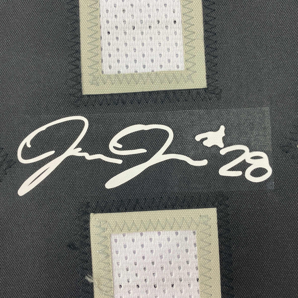 Facsimile Autographed Josh Jacobs Oakland Las Vegas White Reprint Laser Auto Football Jersey Size Men's XL (ONLINE ORDER ONLY)