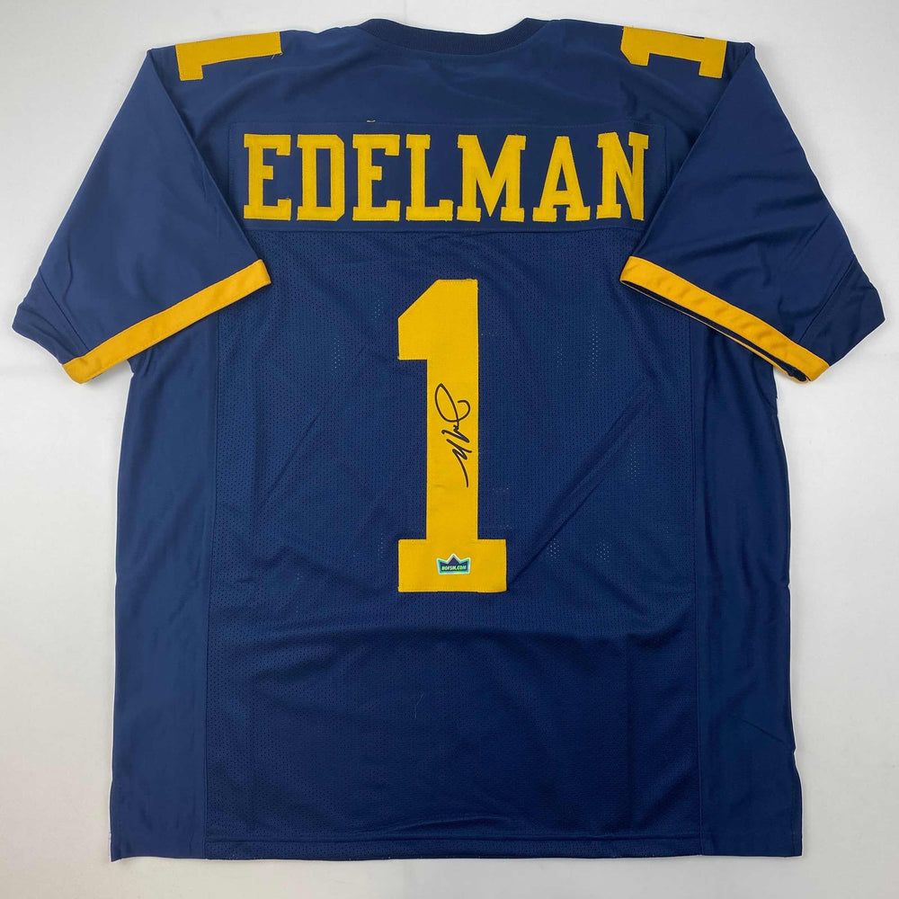 Facsimile Autographed Julian Edelman Kent State Blue Reprint Laser Auto College Football Jersey Size Men's XL (ONLINE ORDER ONLY)