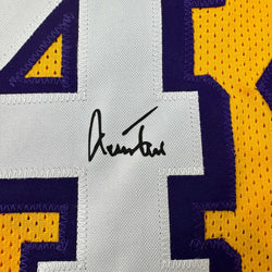 Facsimile Autographed Jerry West Los Angeles LA Yellow Reprint Laser Auto Basketball Jersey Size Men's XL (ONLINE ORDER ONLY)