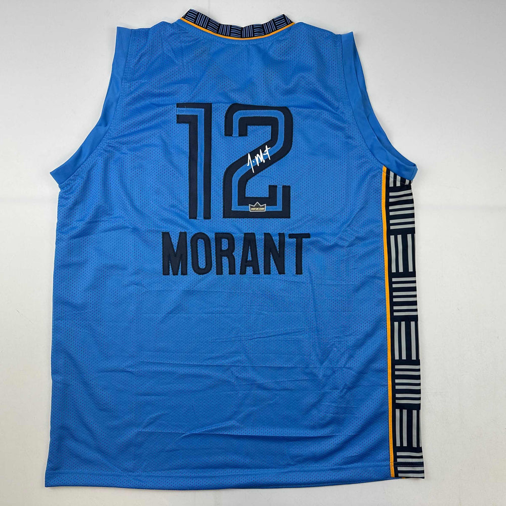 Facsimile Autographed Ja Morant Memphis Light Blue Reprint Laser Auto Basketball Jersey Size Men's XL (ONLINE ORDER ONLY)