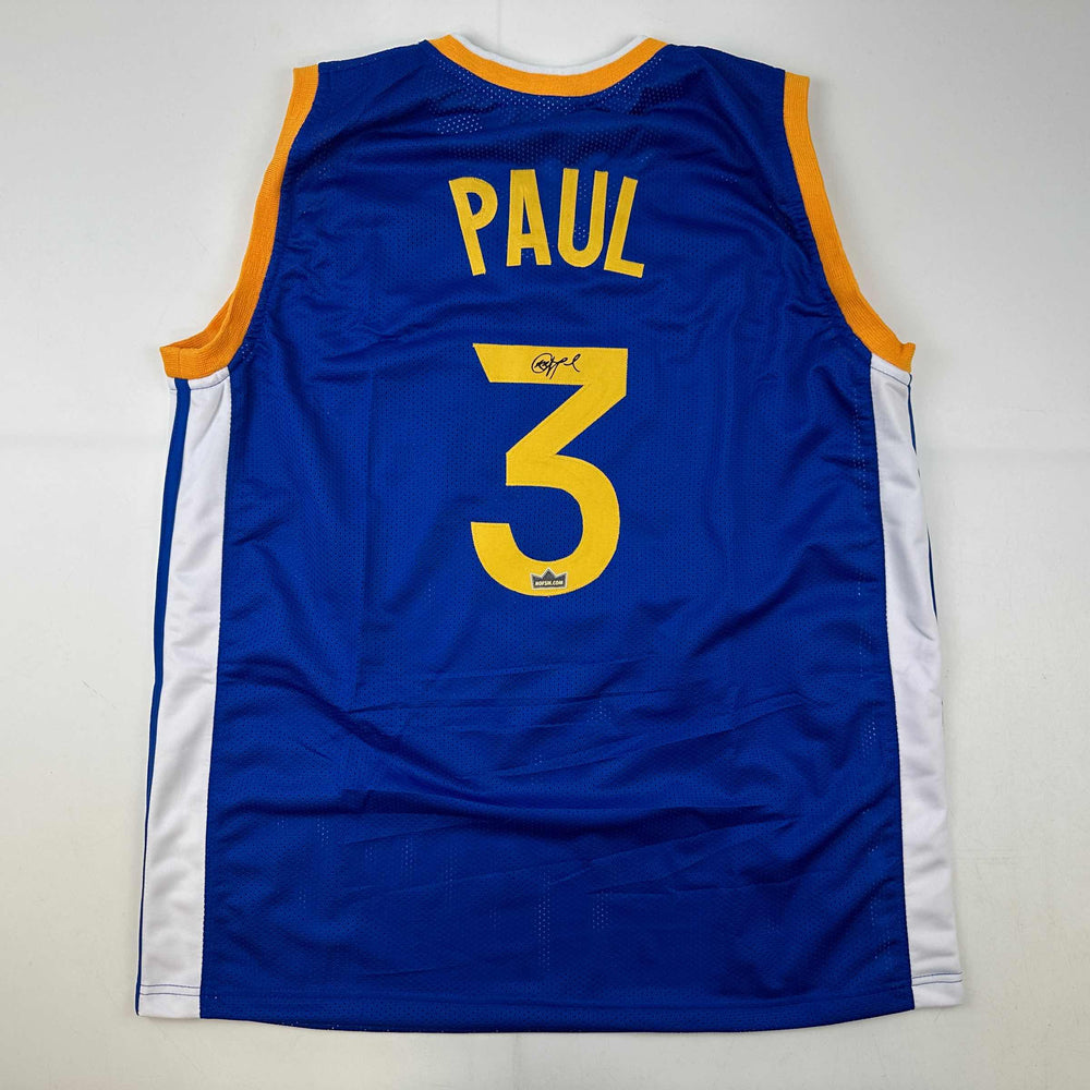 Facsimile Autographed Chris Paul Golden State Blue Reprint Laser Auto Basketball Jersey Size Men's XL (ONLINE ORDER ONLY)