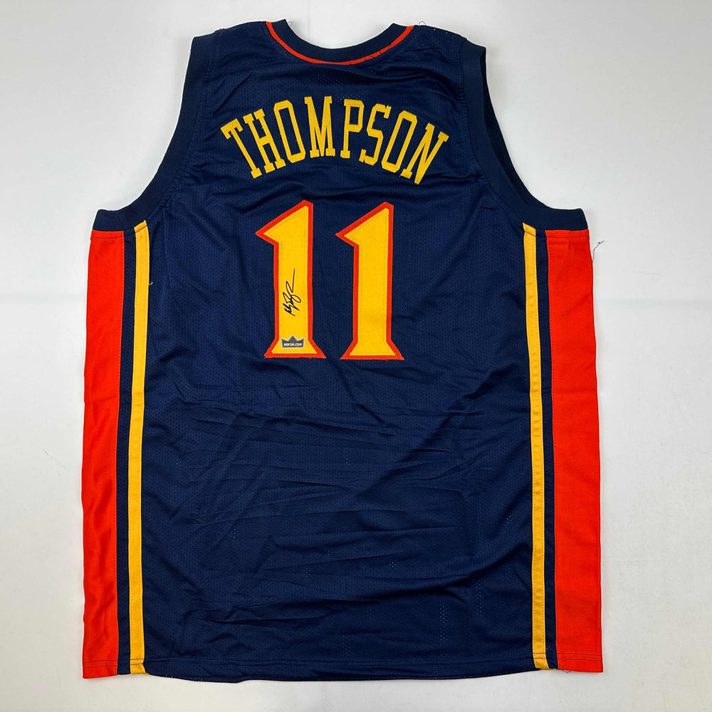 Facsimile Autographed Klay Thompson Golden State Navy Blue Retro Reprint Laser Auto Basketball Jersey Size Men's XL (ONLINE ORDER ONLY)