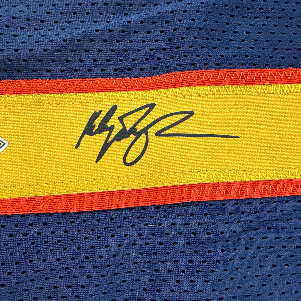 Facsimile Autographed Klay Thompson Golden State Navy Blue Retro Reprint Laser Auto Basketball Jersey Size Men's XL (ONLINE ORDER ONLY)