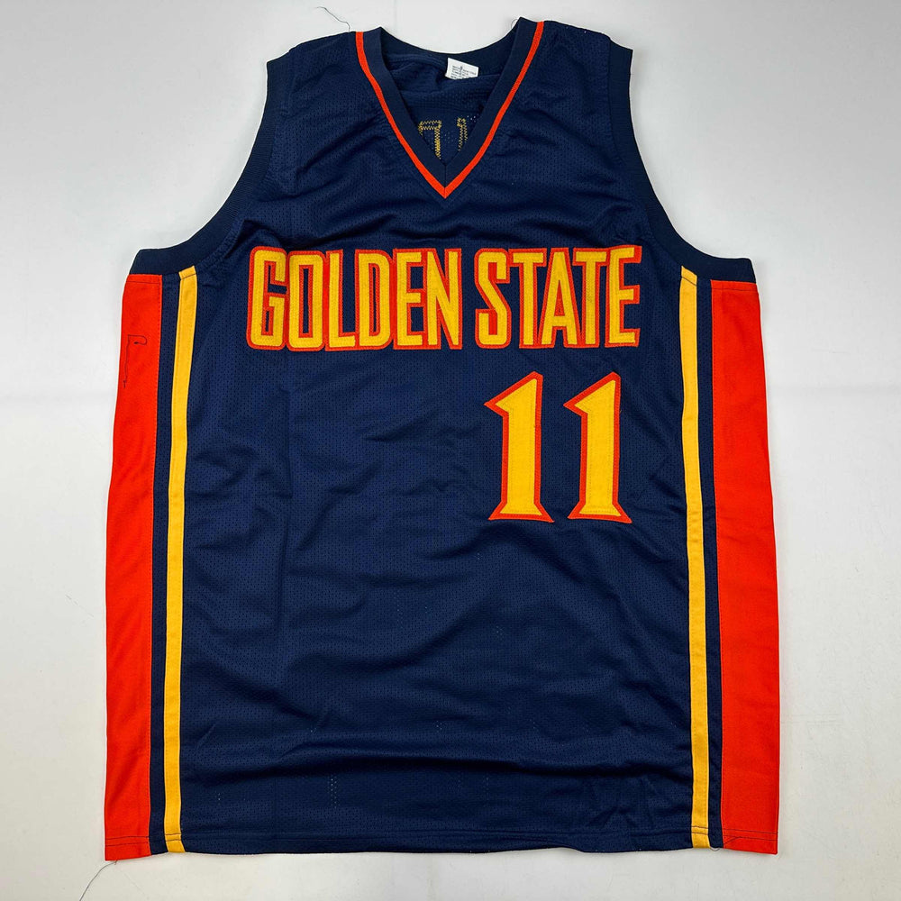 Facsimile Autographed Klay Thompson Golden State Navy Blue Retro Reprint Laser Auto Basketball Jersey Size Men's XL (ONLINE ORDER ONLY)